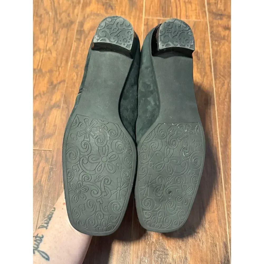 Vintage Brighton Coco Suede Patent Leather Flats - Size 8.5